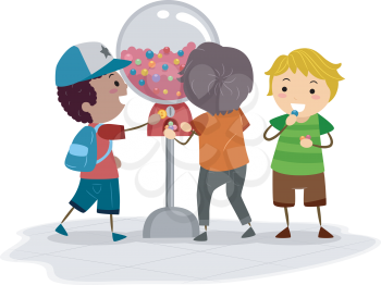 Illustration of Kids Using a Vending Machine