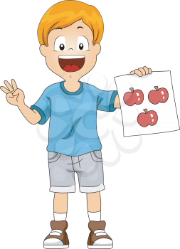 Illustration of a Kid Holding a Flashcard