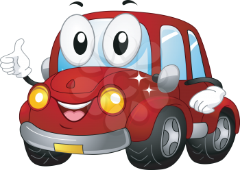 Illustration of a Car Mascot Giving a Thumbs Up