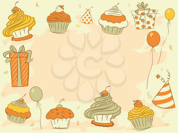 Background Illustration Featuring Cupcakes