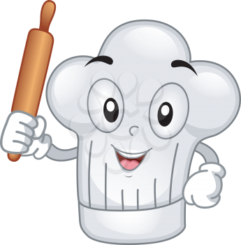 Mascot Illustration Featuring a Toque Holding a Rolling Pin
