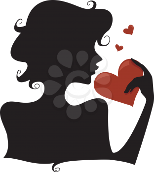 Silhouette of a Girl Holding a Heart