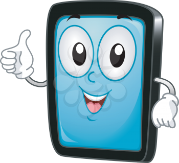 Illustration of a Tablet PC Mascot Giving a Thumbs Up