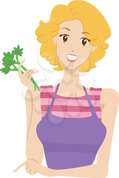 Header Illustration Featuring a Woman Holding Veggies