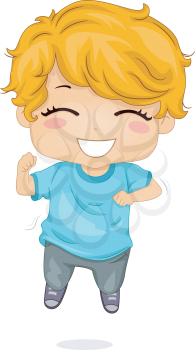 Illustration Featuring a Boy Jumping with Glee