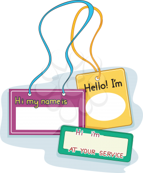 Illustration Featuring Blank Name Tags