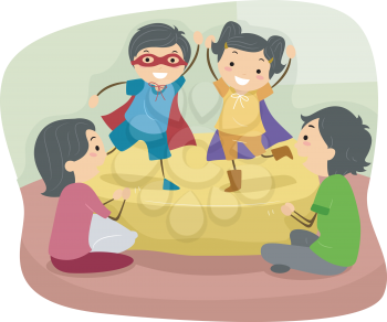 Illustration of Kids Doing a Role Play in Front of their Parents