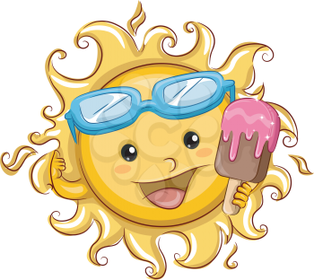 Illustration Featuring the Sun Holding a Popsicle