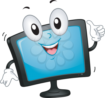Mascot Illustration of a Computer Monitor Giving a Thumbs Up