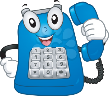 Mascot Illustration Featuring a Telephone Holding its Receiver
