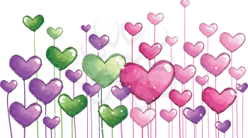 Illustration Featuring Colorful Hearts