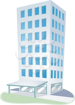 Illustration of an Urban Scene Featuring a High Rise Condominium