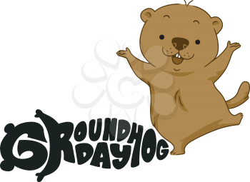 Illustration of a Groundhog Dancing Happily