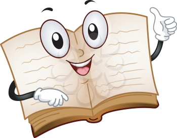 Illustration of an Open Book Mascot