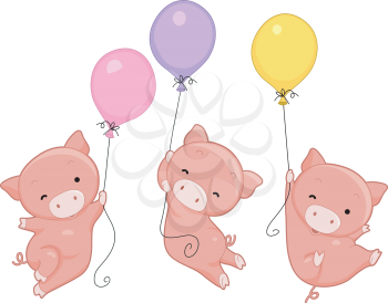Illustration of Pigs Celebrating Pig Day