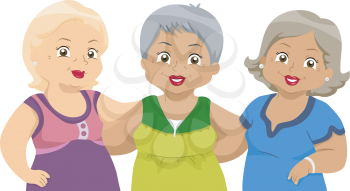 Royalty Free Clipart Image of Three Women