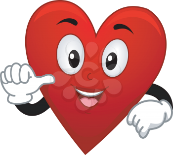 Royalty Free Clipart Image of a Heart Mascot