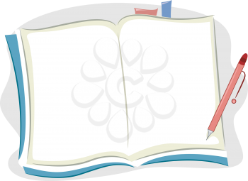 Royalty Free Clipart Image of a Notebook and Pen