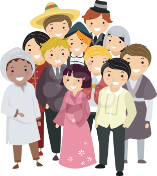 Royalty Free Clipart Image of People of Different Nationalities