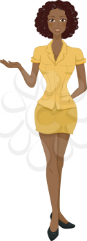 Royalty Free Clipart Image of a Woman in a Short Skirt and Blouse
