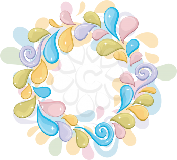 Royalty Free Clipart Image of a Splash Circle in Pastels