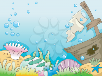 Illustration of Underwater Shipwreck