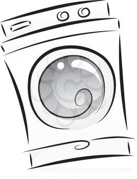 Illustration of Washing Machine in Black and White