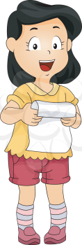 Illustration of Little Kid Girl Delivering her Speech