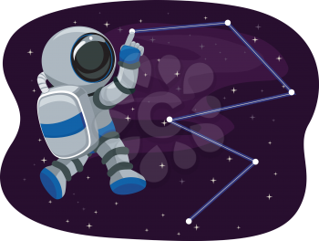 Illustration of Astronaut in Space tracing Stars