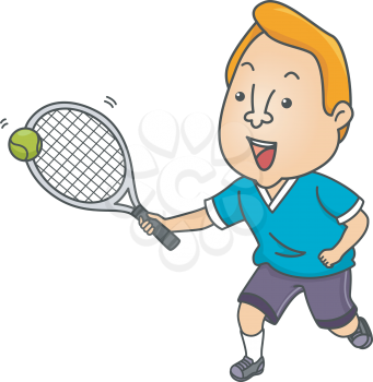 Illustration of a Tennis Player Hitting a Tennis Ball