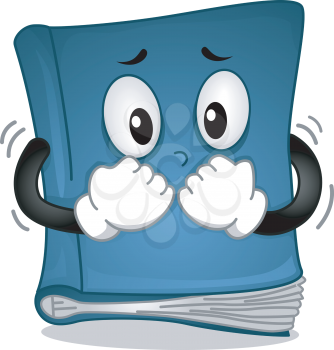 Mascot Illustration Featuring a Book Trembling in Fear