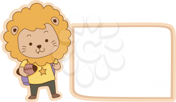 Illustration Featuring a Ready to Print Label with a Lion on the Side