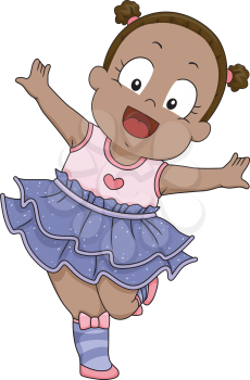 Illustration of a Smiling Baby Girl Wearing a Ballerina Costume