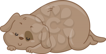 Illustration of an Obese Dog Sleeping Soundly on the Floor