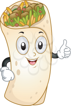 Mascot Illustration Featuring a Burrito Giving a Thumbs Up