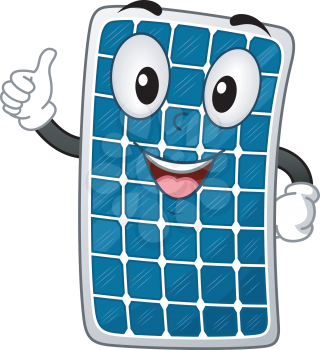 Mascot Illustration Featuring a Solar Panel Giving a Thumbs Up
