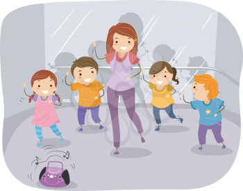 Illustration of Kids in a Dancing Class
