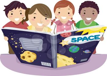 Illustration of Kids Learning Astronomy Together