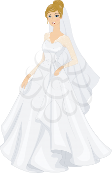 Illustration of a Bride Posing in Her Bridal Gown