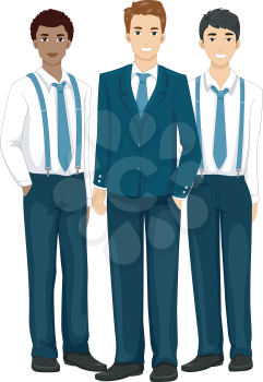 Illustration Featuring Groomsmen Wearing Formal Attire
