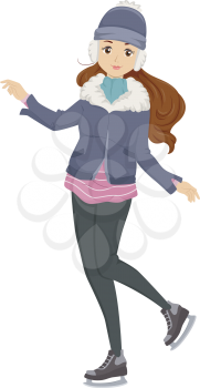 Illustration of a Female Teen Wearing Ice Skating Gear