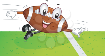 Mascot Illustration Featuring a Football Scoring a Touchdown