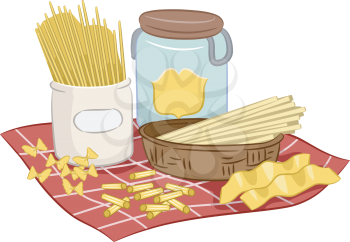 Illustration Featuring Pasta with Different Shapes and Sizes