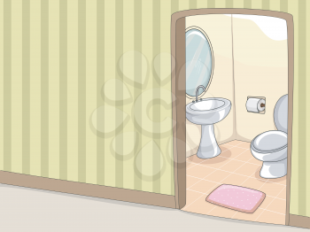 Illustration of a Toilet with an Accompanying Lavatory