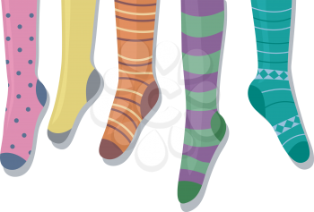 Illustration Featuring Colorful Socks on a Hanger