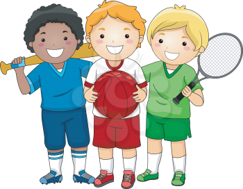 Illustration Featuring Little Boys Wearing Different Sport Uniforms