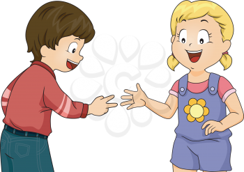 Illustration Featuring Little Kids Playing Rock, Paper, Scissors