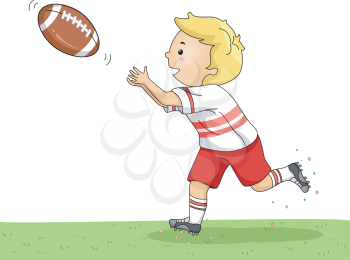 Illustration of a Little Boy Catching a Football