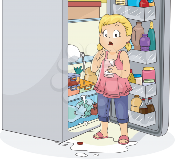 Illustration Featuring a Girl Who Spilt a Glass of Milk in Surprise