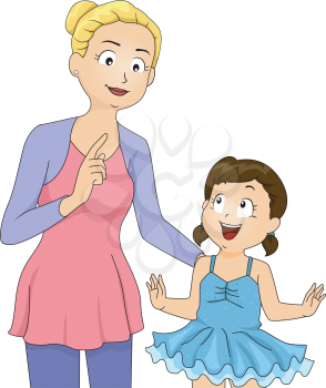 Illustration of a Little Girl Listening to Her Ballet Instructor